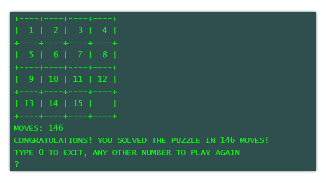 Screenshot di MaN1cPuzzle, versione Tiny BASIC