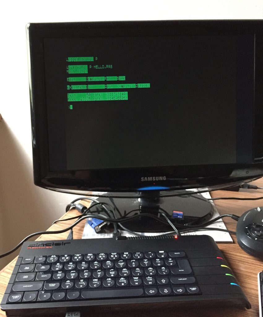 Turbo Pascal (versione CP/M) in esecuzione su ZX Spectrum Next.