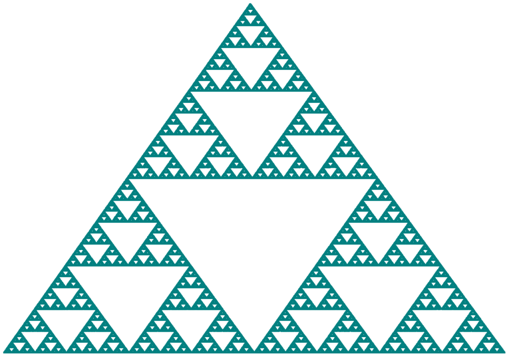 Triangolo di Sierpiński, generato con l'algoritmo chaos game.