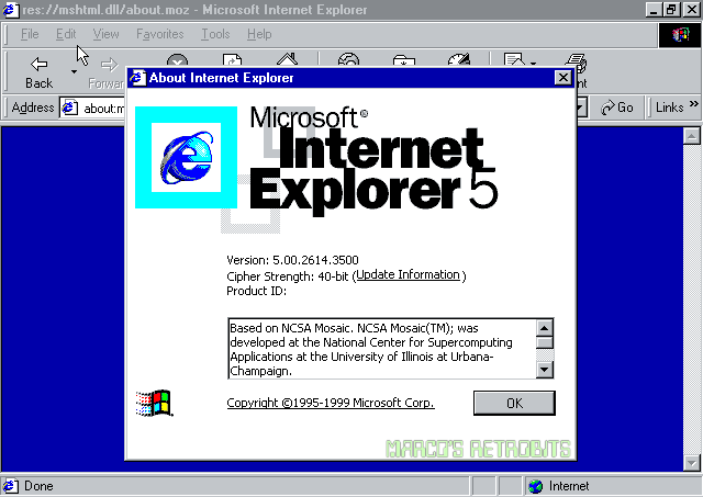 Internet Explorer 5/Windows 98