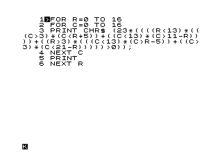 Christmas Star - listato del programma per ZX81