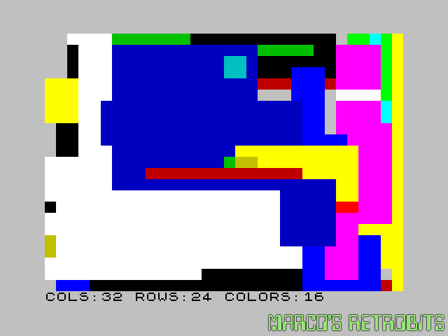 Screenshot che mostra i rettangoli colorati sullo ZX Spectrum
